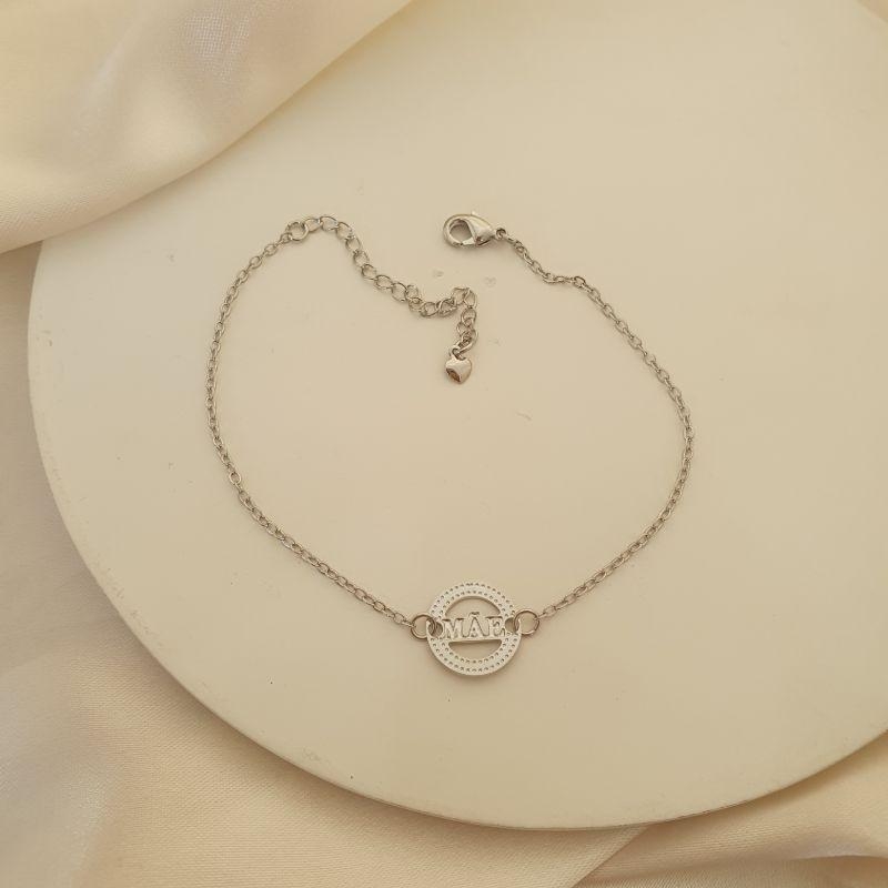 Pulseira ródio plaquinha 