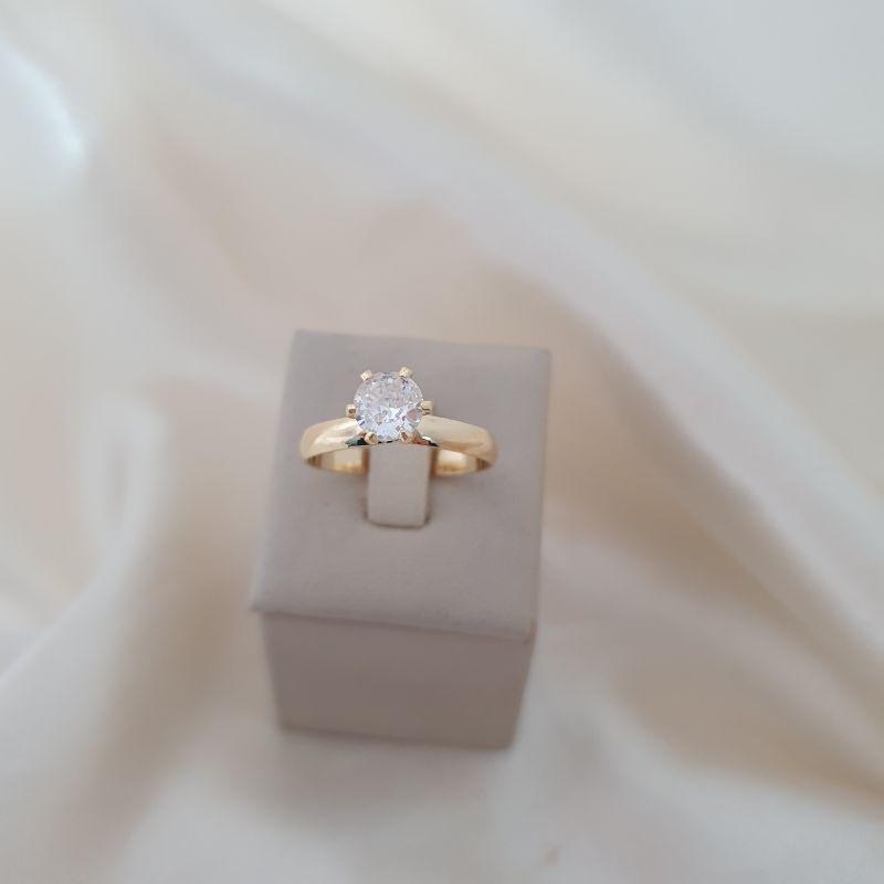 Anel solitario zirconia 6mm