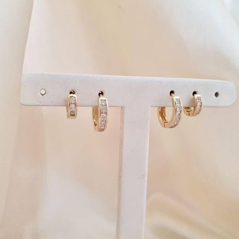 Brinco dupla cravejada zirconias