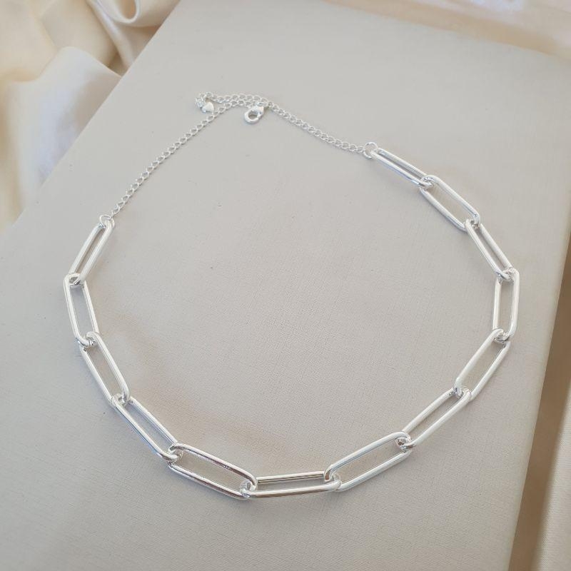 Colar prata choker elo
