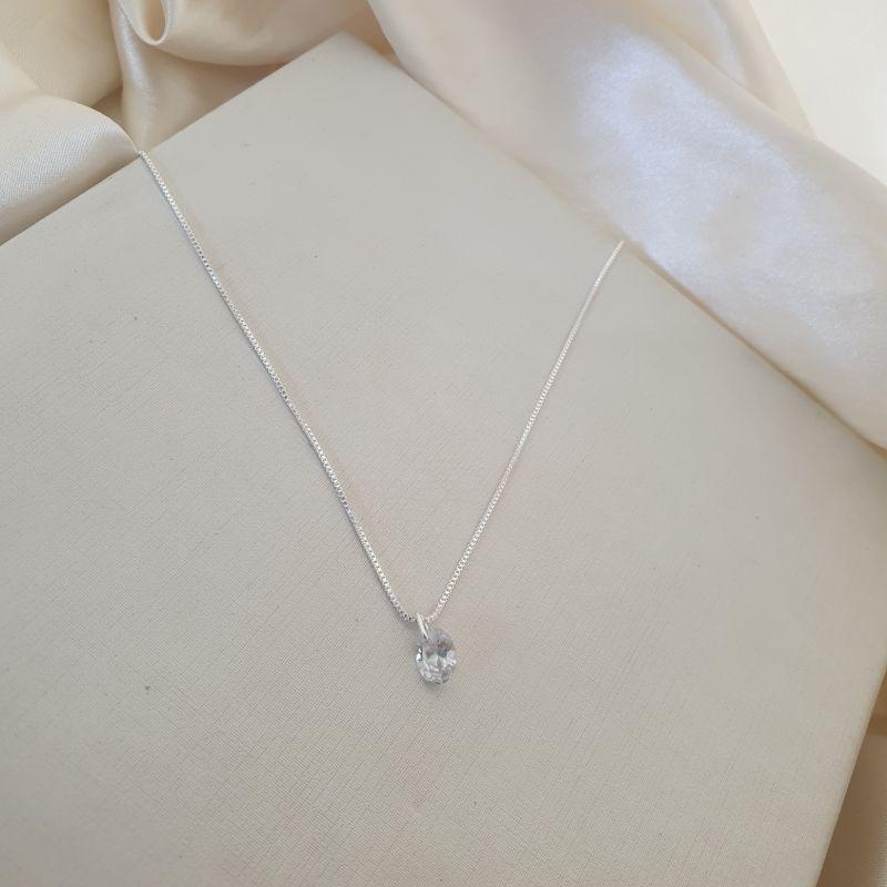 Colar prata ponto de luz zirconia
