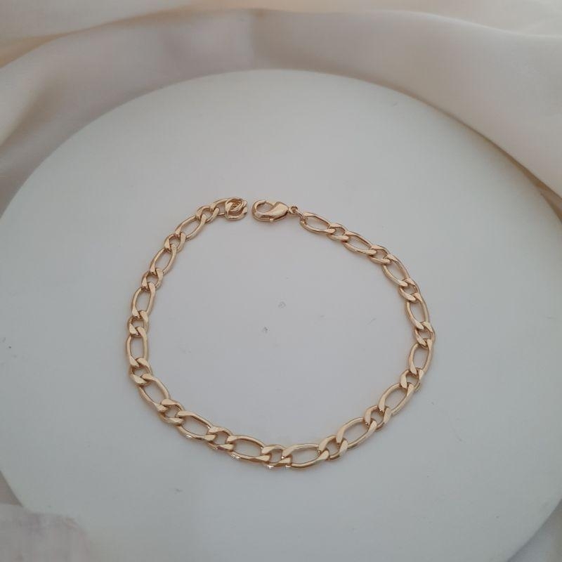 Pulseira masculina elo fígaro achatado
