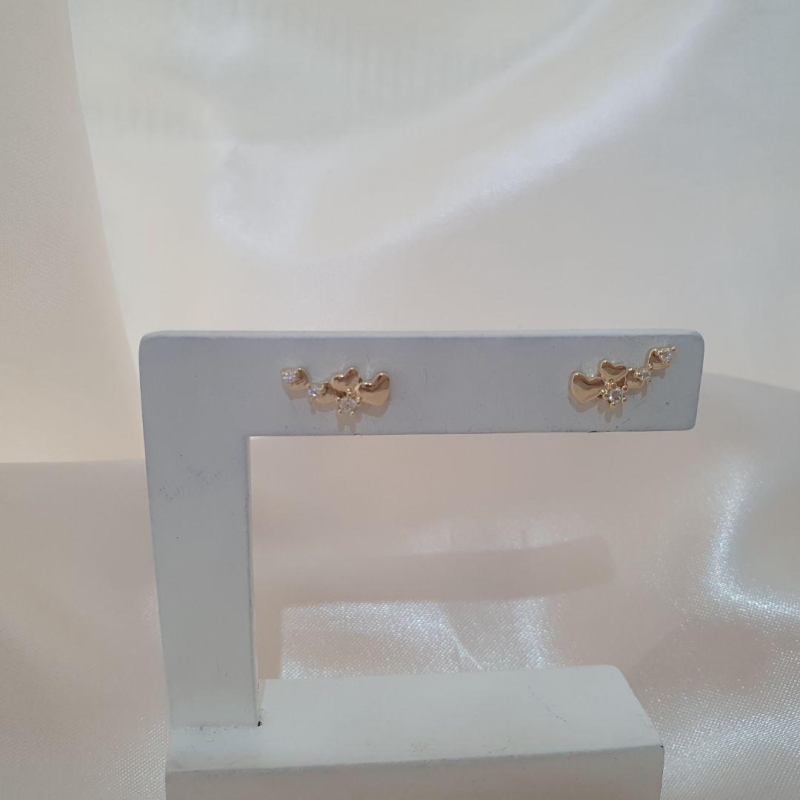 Brinco ear cuff coracoes e pontos de luz zirconia