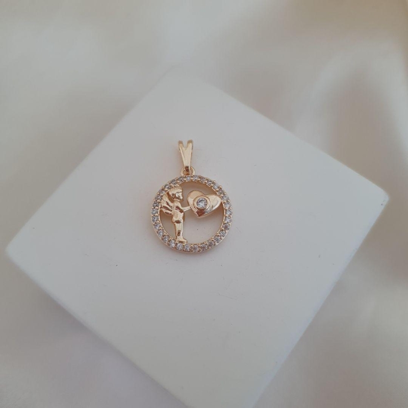 Pingente anjo coracao cravejado zirconia