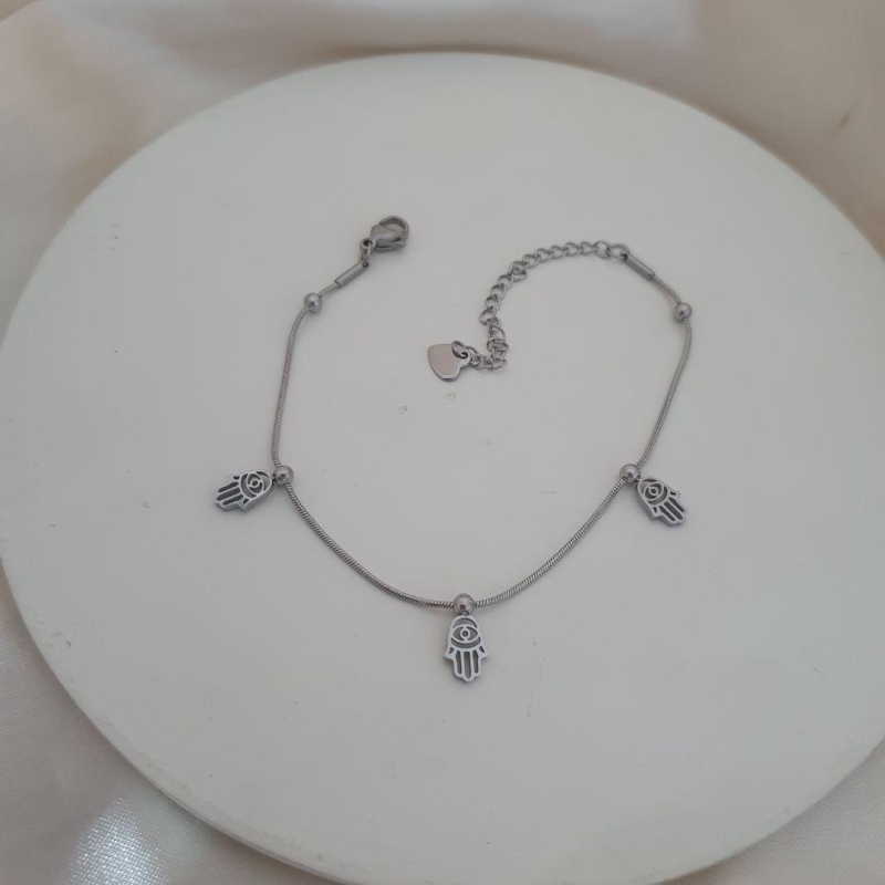 Pulseira inox mão de Fátima (mão grega)