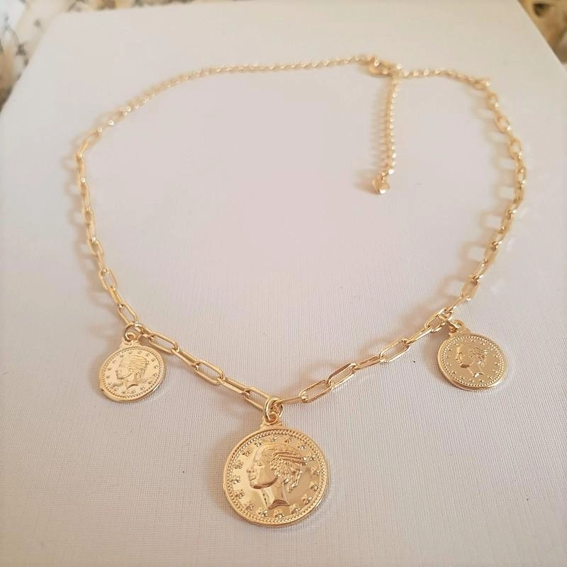 Choker medalha antiga Lira Italiana