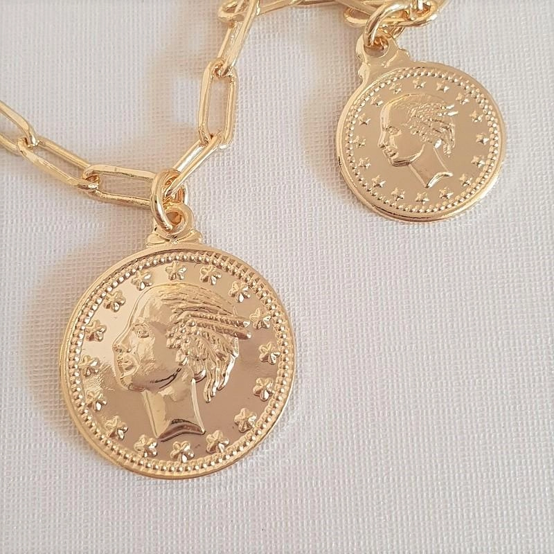 Choker medalha antiga Lira Italiana