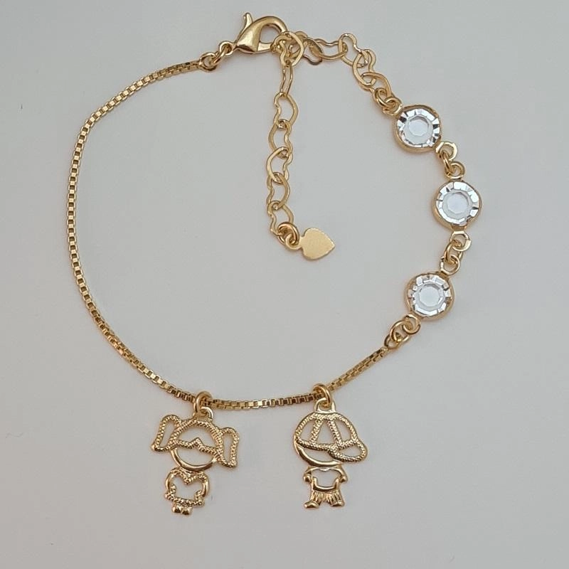 Pulseira casal de filhos com pontos de luz de cristal