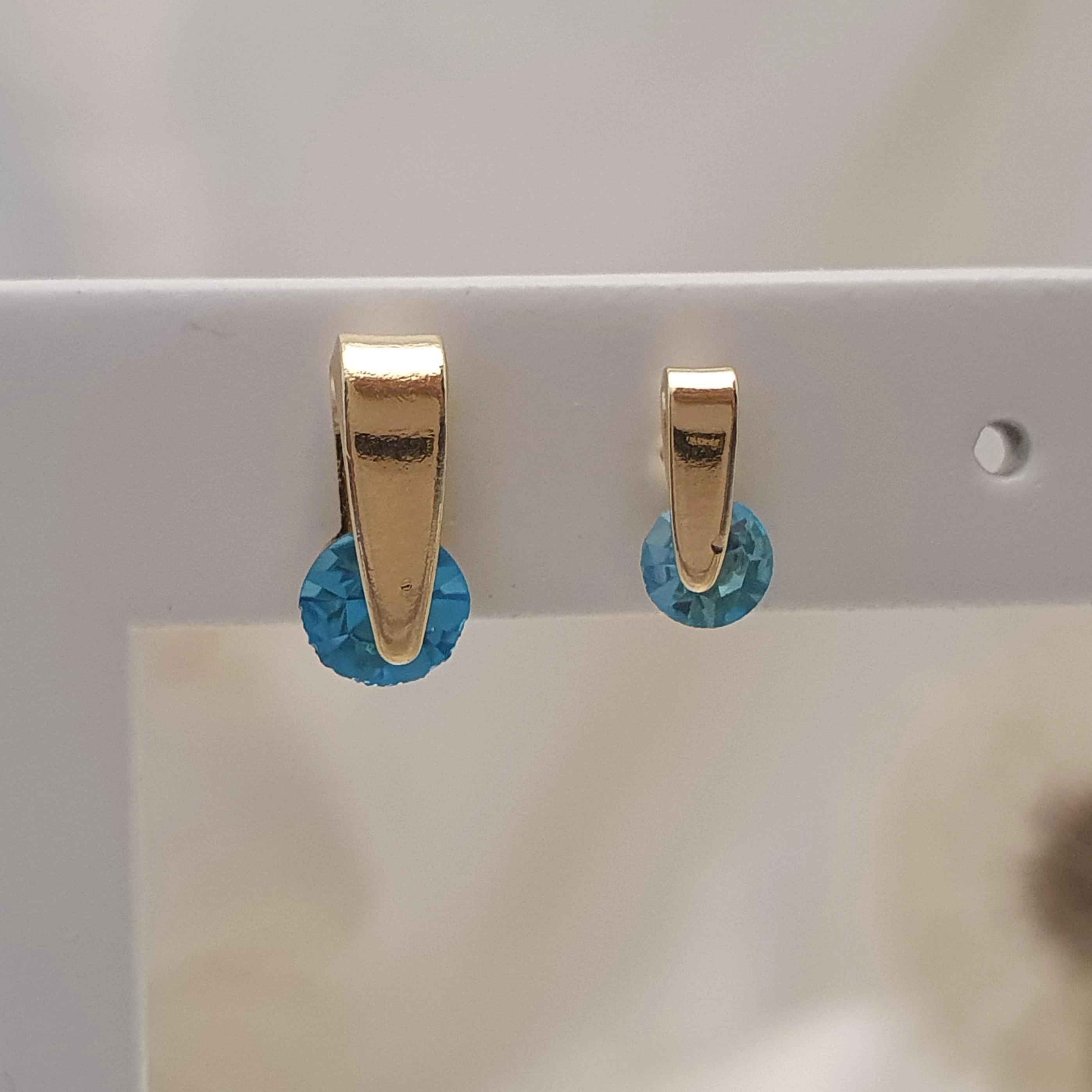 Brinco dupla gancho cristal azul