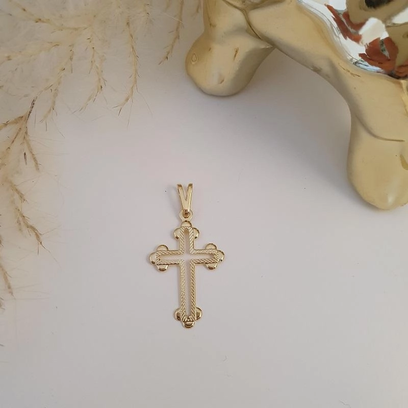 Pingente cruz detalhe diamantado