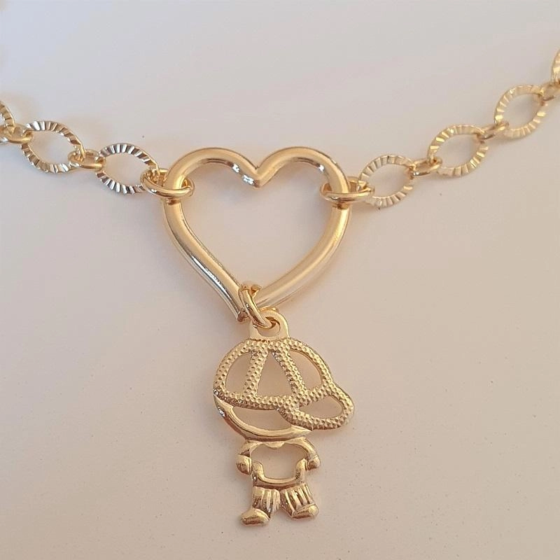 Pulseira com coração e filho