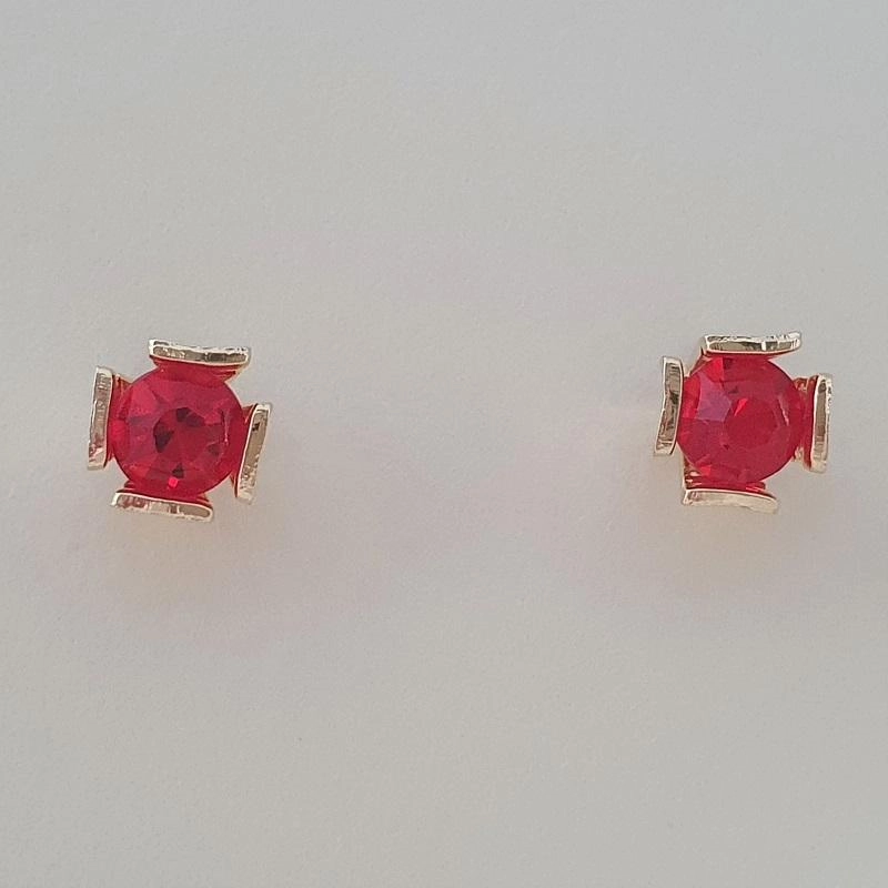 Brinco ponto de luz cristal vermelho 5mm