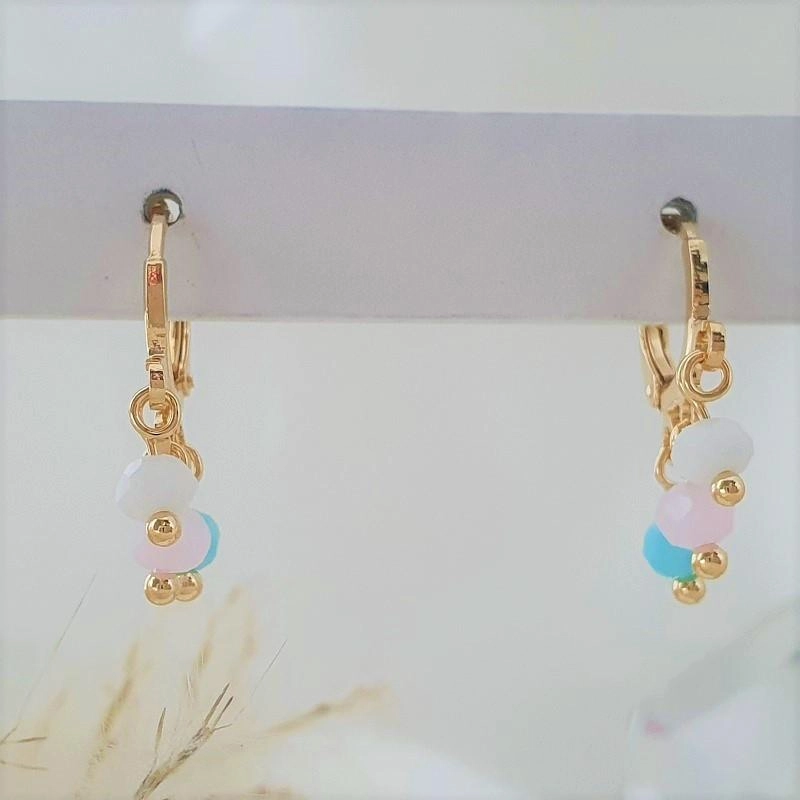 Brinco argola com pingentes de cristais coloridos (candy color)