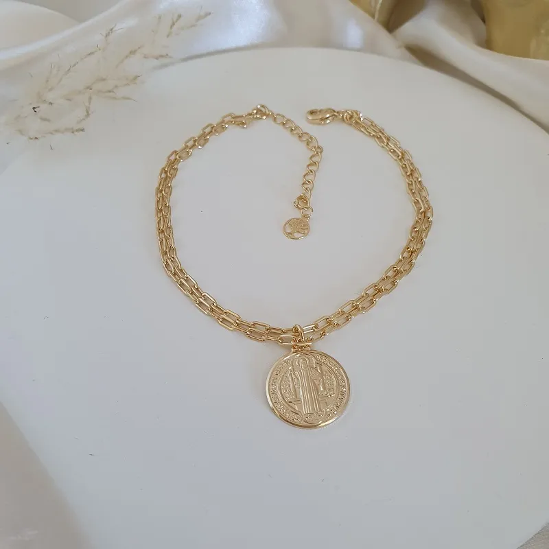 Pulseira dupla com pingente de São Bento