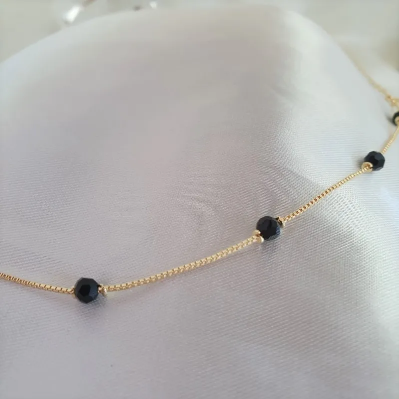 Choker elo veneziana com bolinhas pretas