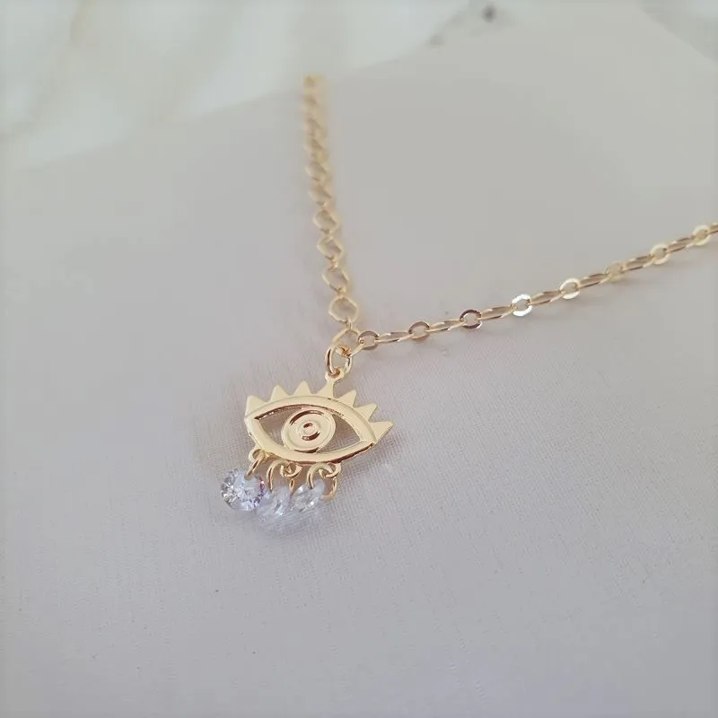 Choker de olho grego com três zircônias