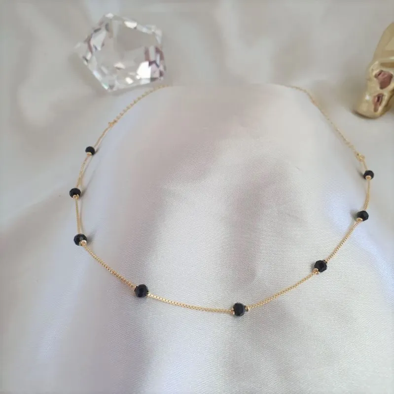 Choker elo veneziana com bolinhas pretas