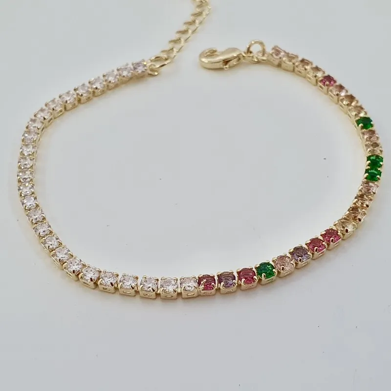 Pulseira Riviera zircônias coloridas e cristal