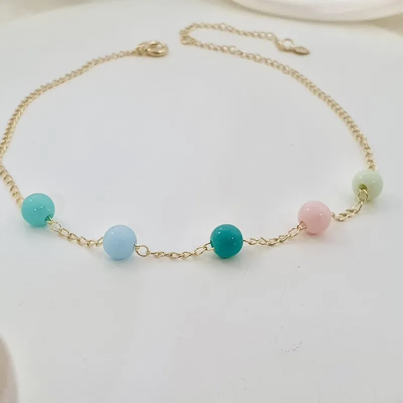 Tornozeleira com bolinhas candy colors