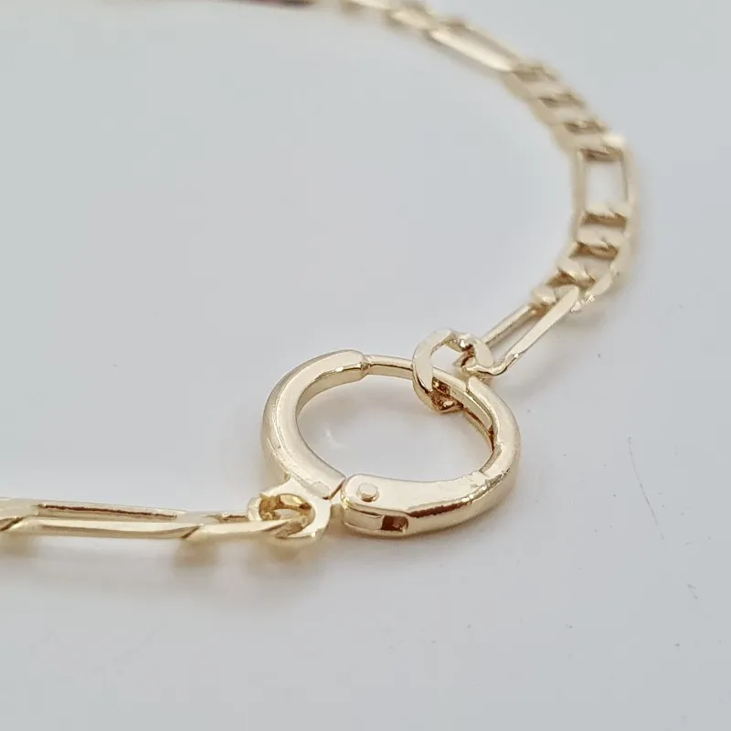Pulseira elo figaro e fecho argola