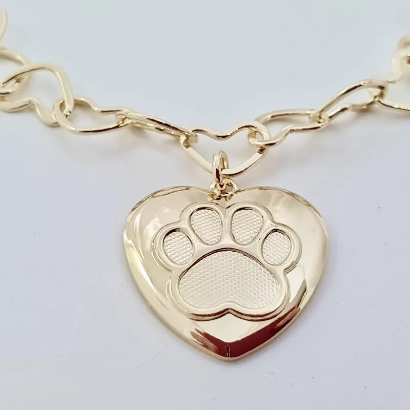 Pulseira grossa coração patinha
