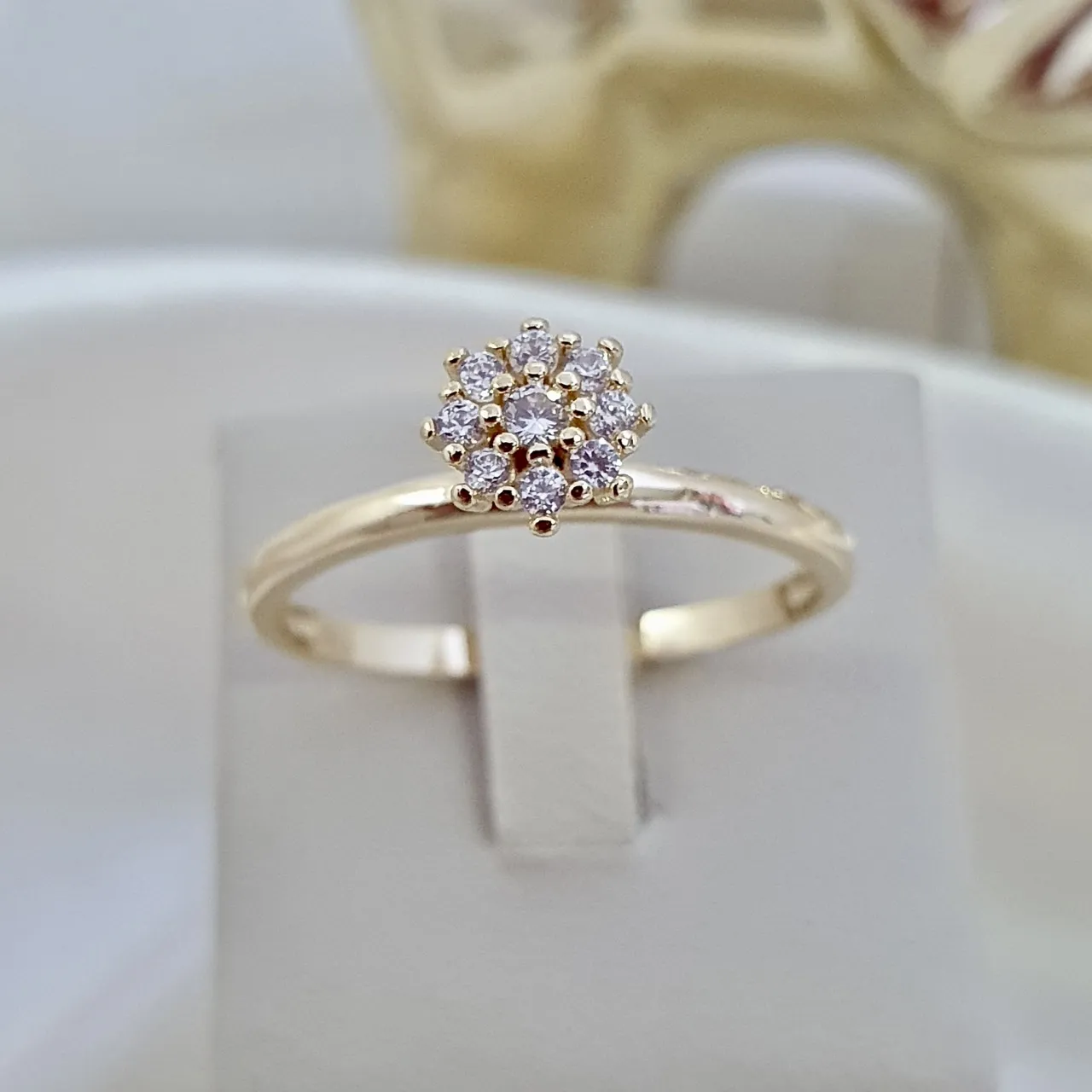 Anel flor de zircônia (chuveirinho)