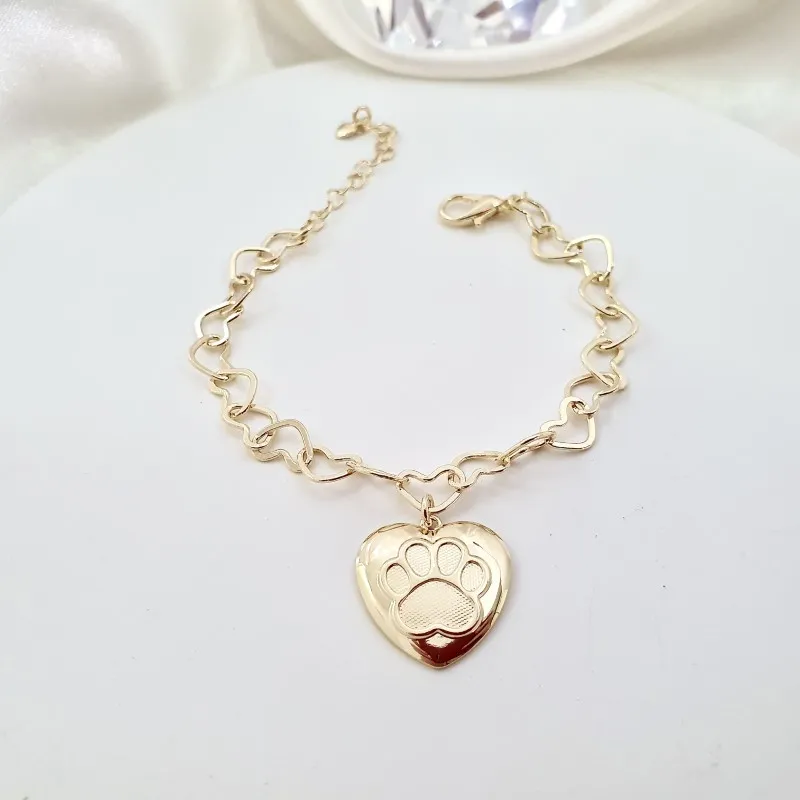 Pulseira grossa coração patinha