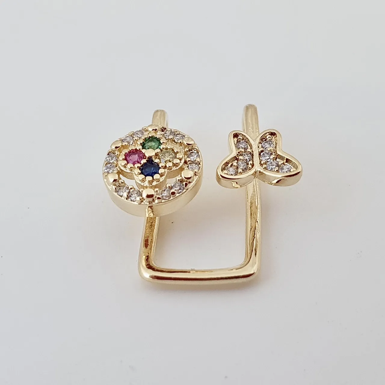 Piercing fake duplo borboleta e flor