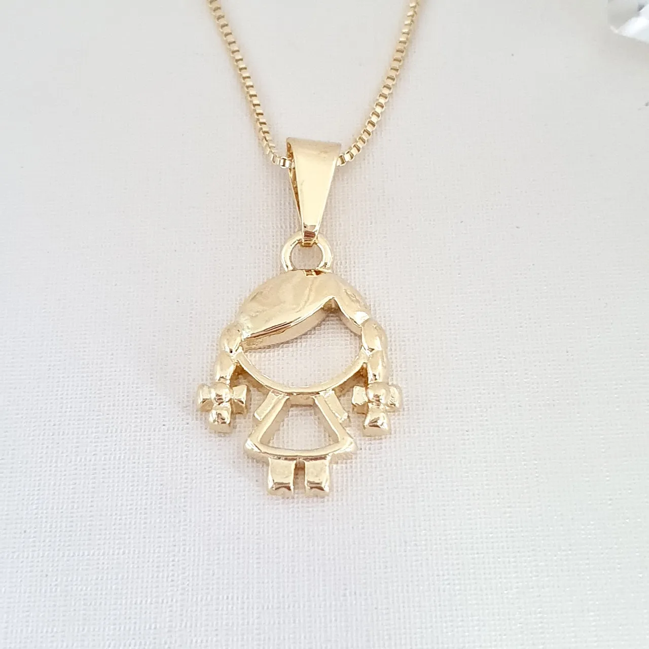 Colar com pingente de menina (FILHA)