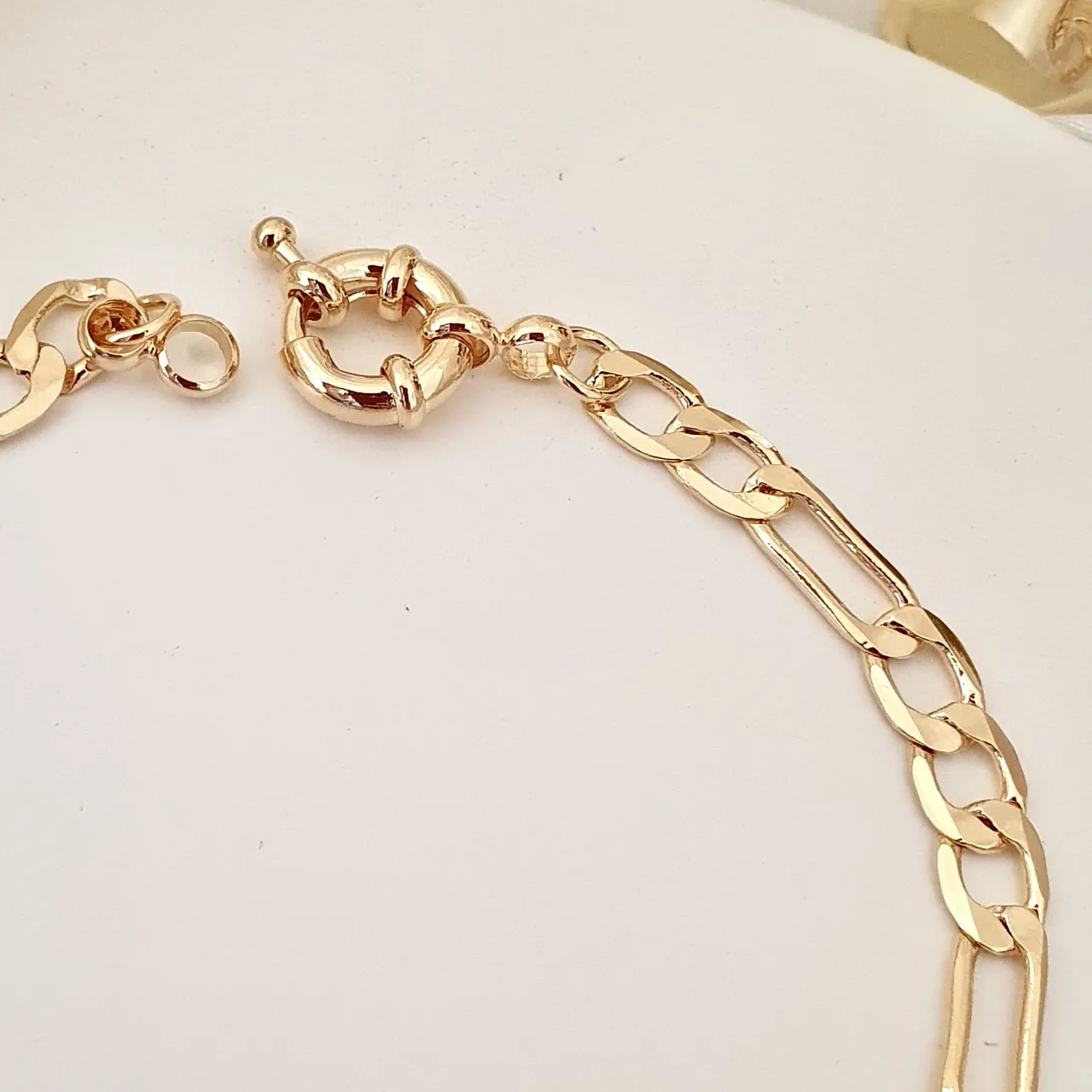 Pulseira elo fígaro 6mm e fecho boia (masculina / unissex)