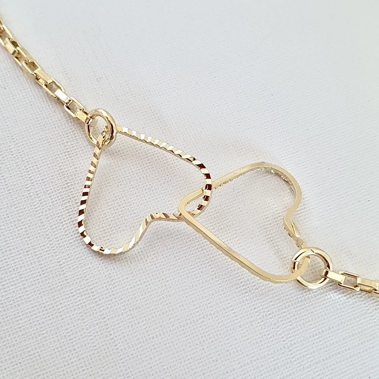 Choker 2 corações diamantados