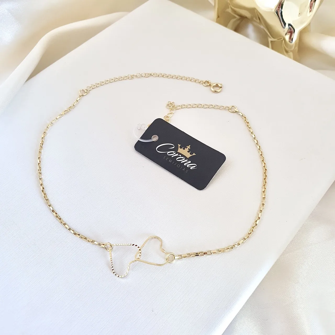 Choker 2 corações diamantados