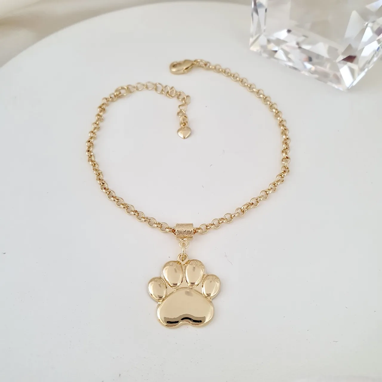 Pulseira elo português e pingente de patinha