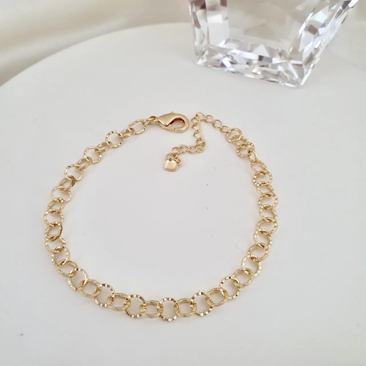 Pulseira elo redondo diamantado