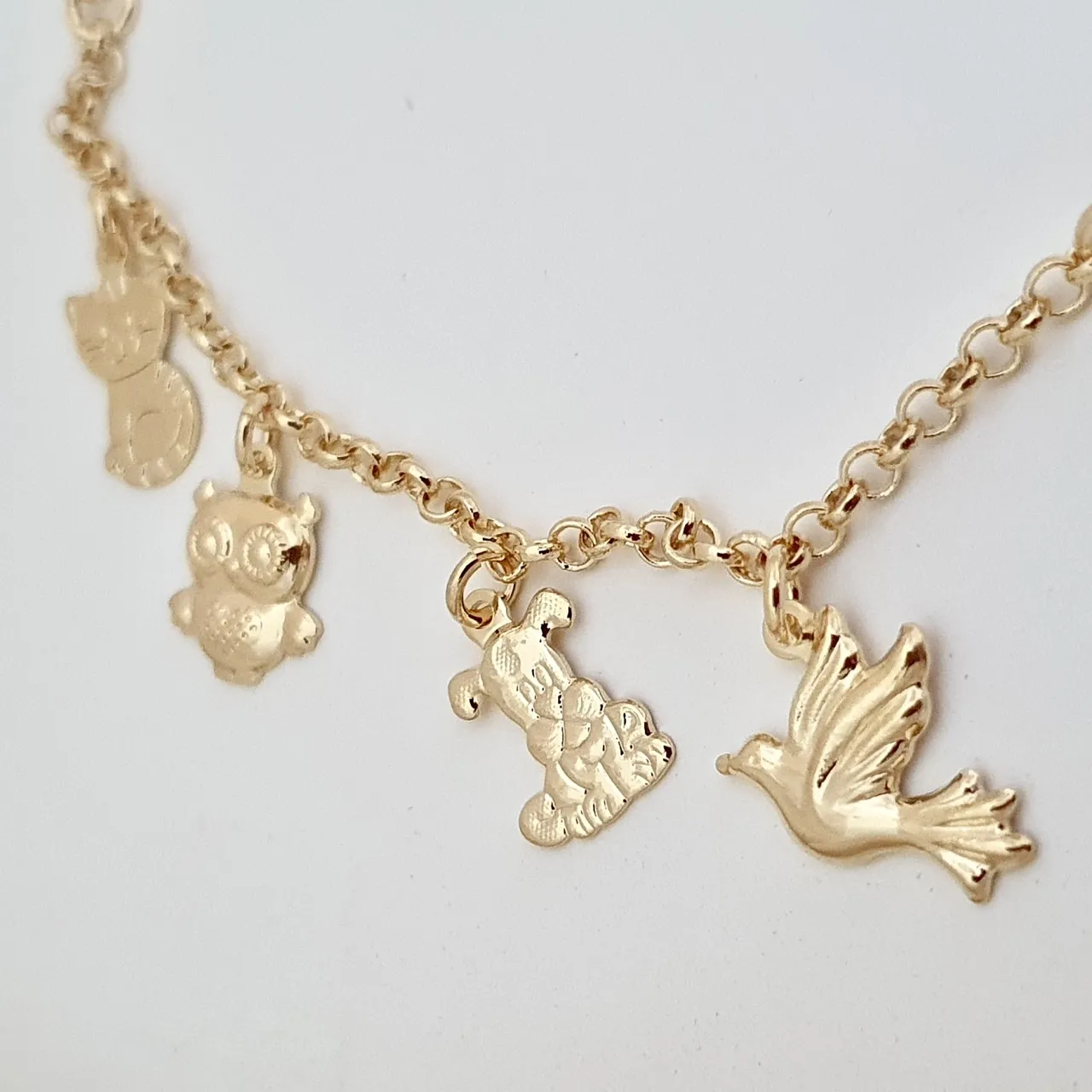 Pulseira com pingentes de pet gato cachorro coruja pinguim