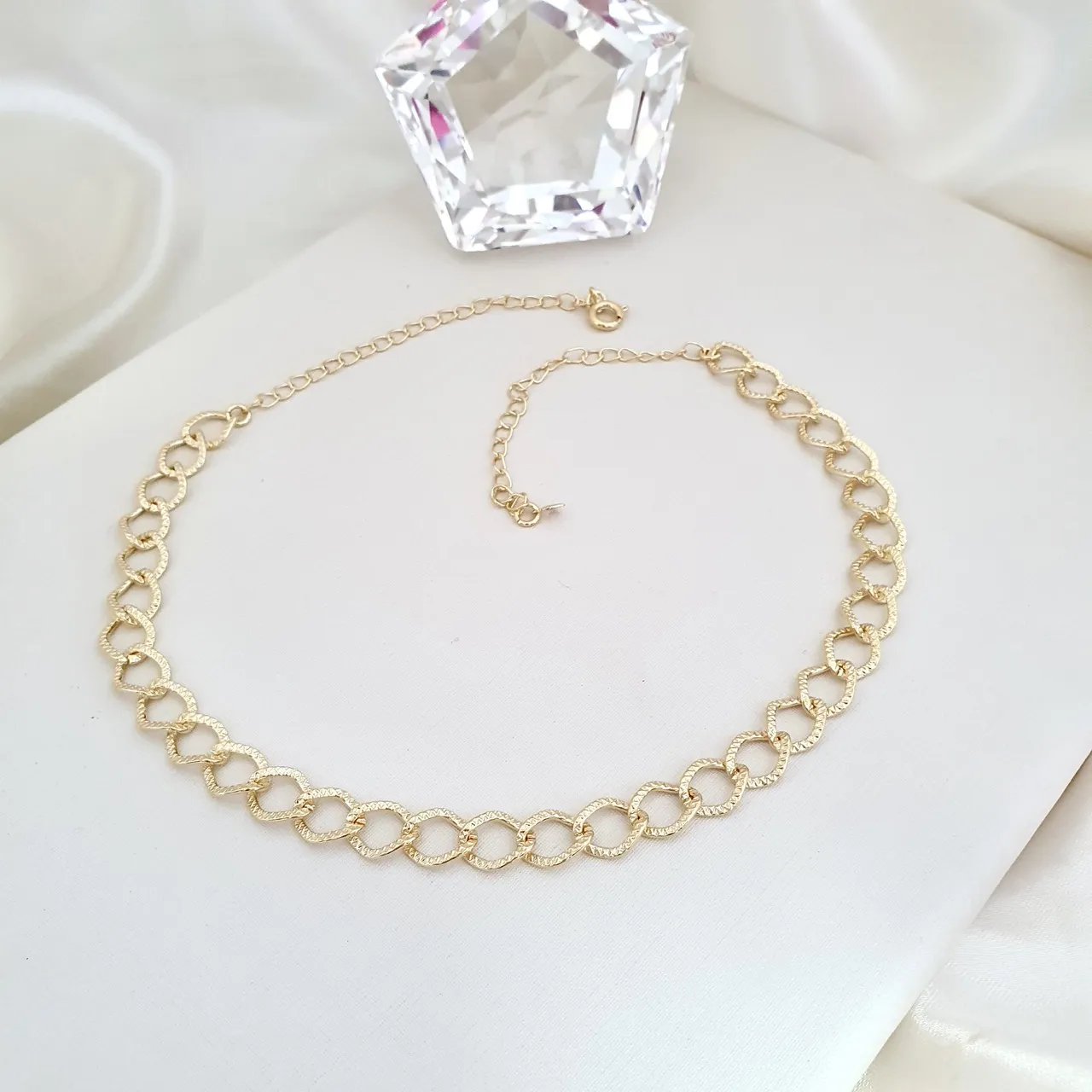 Colar choker elo diamantado 9mm