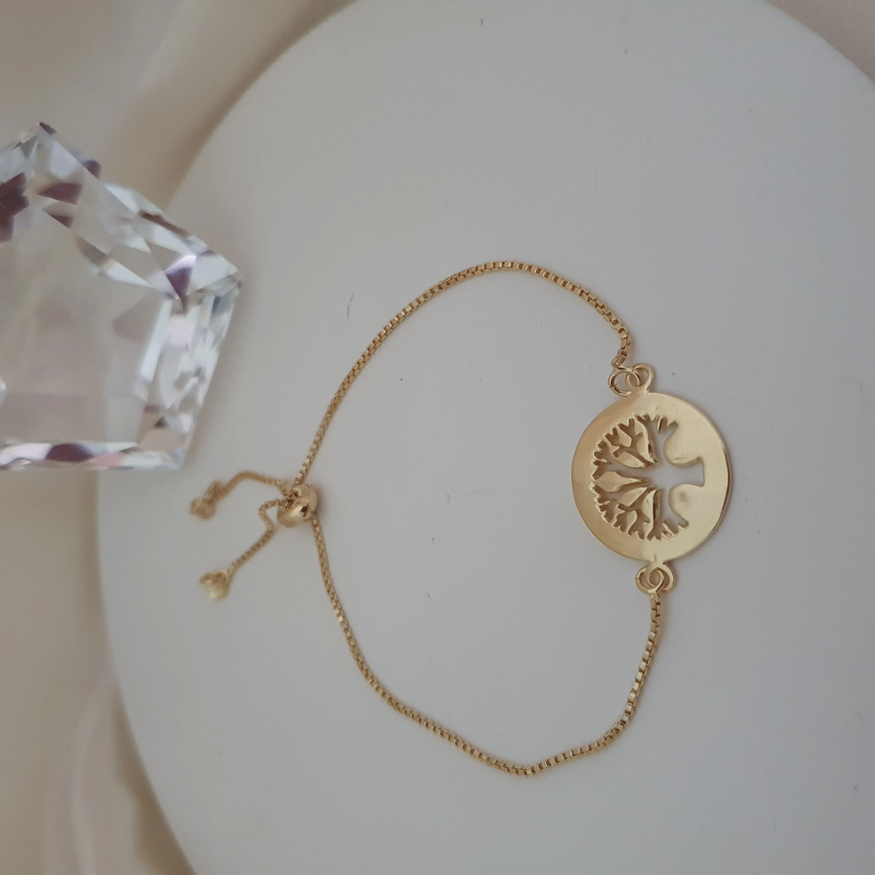 Pulseira gravatinha com medalha árvore da vida