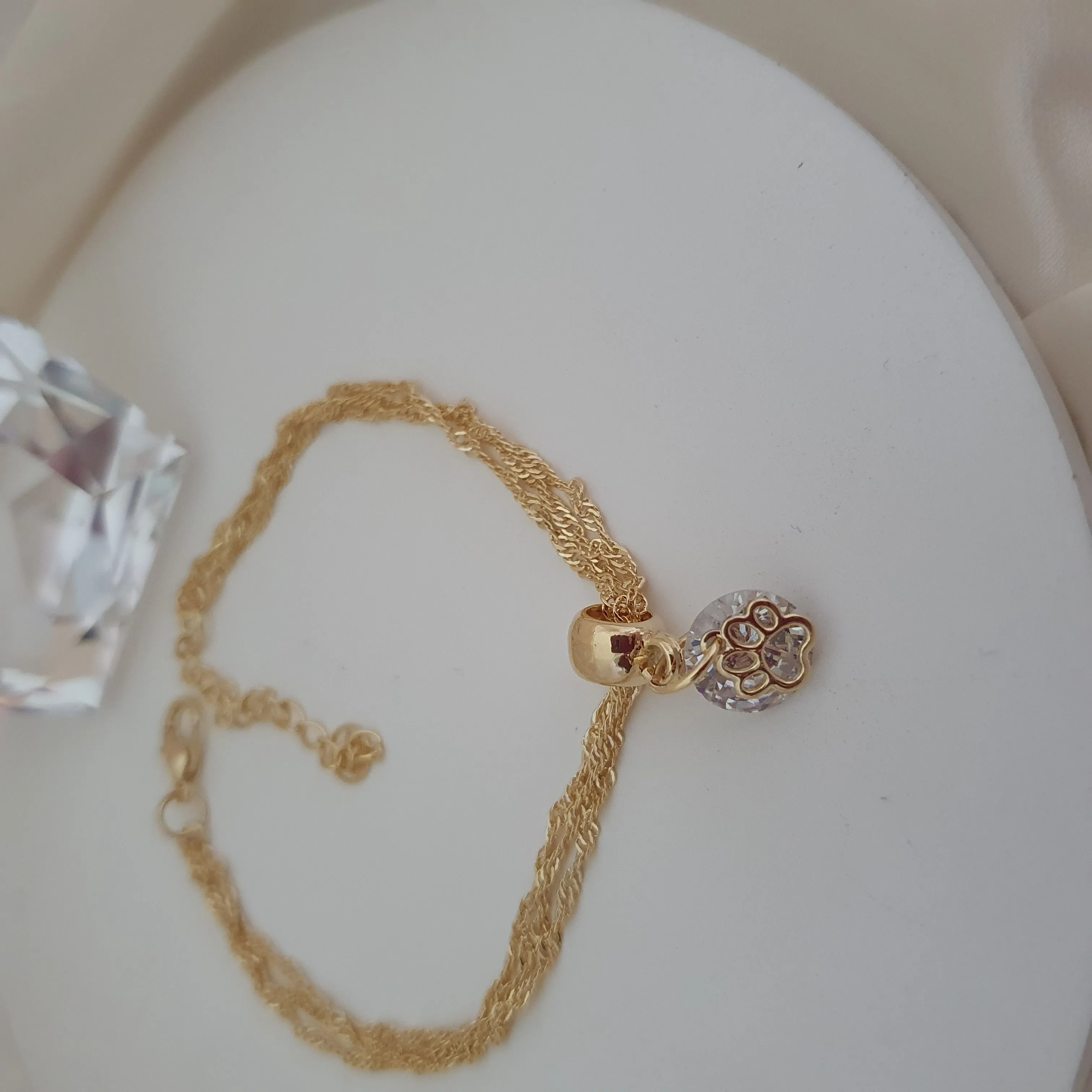 Pulseira tripla com zircônia 10mm e patinha pet