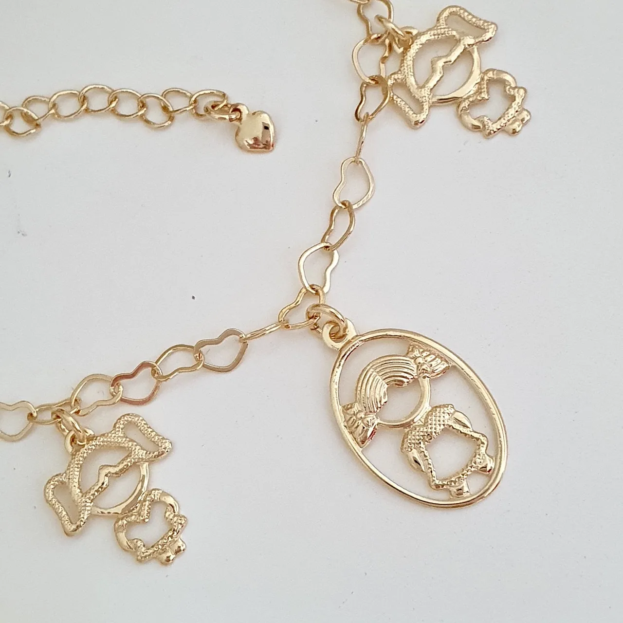 Pulseira elo coração com pingentes de menina (filha)