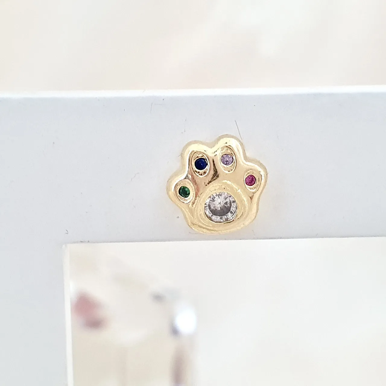 Brinco patinha pet com zircônias
