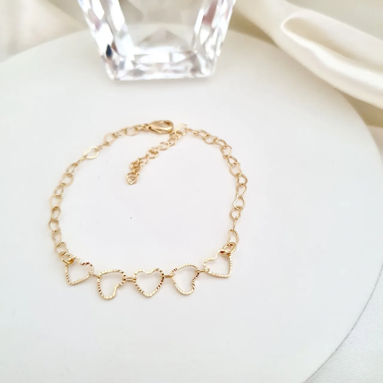 Pulseira Corações detalhe diamantado