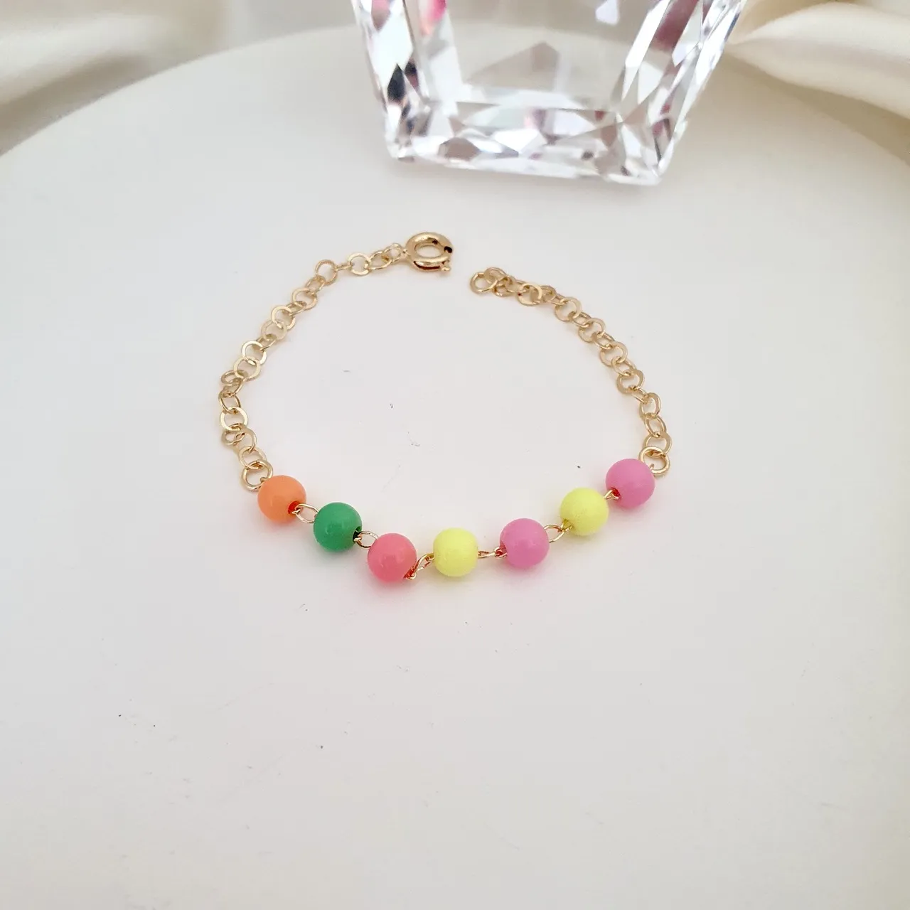 Pulseira infantil bolinhas coloridas