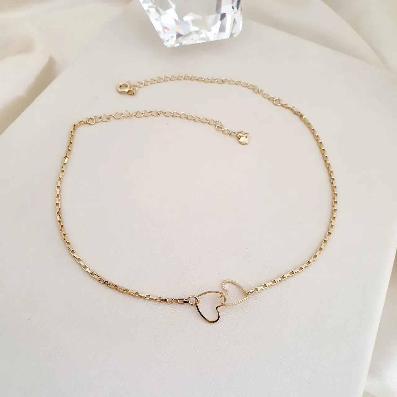 Choker 2 corações entrelaçados