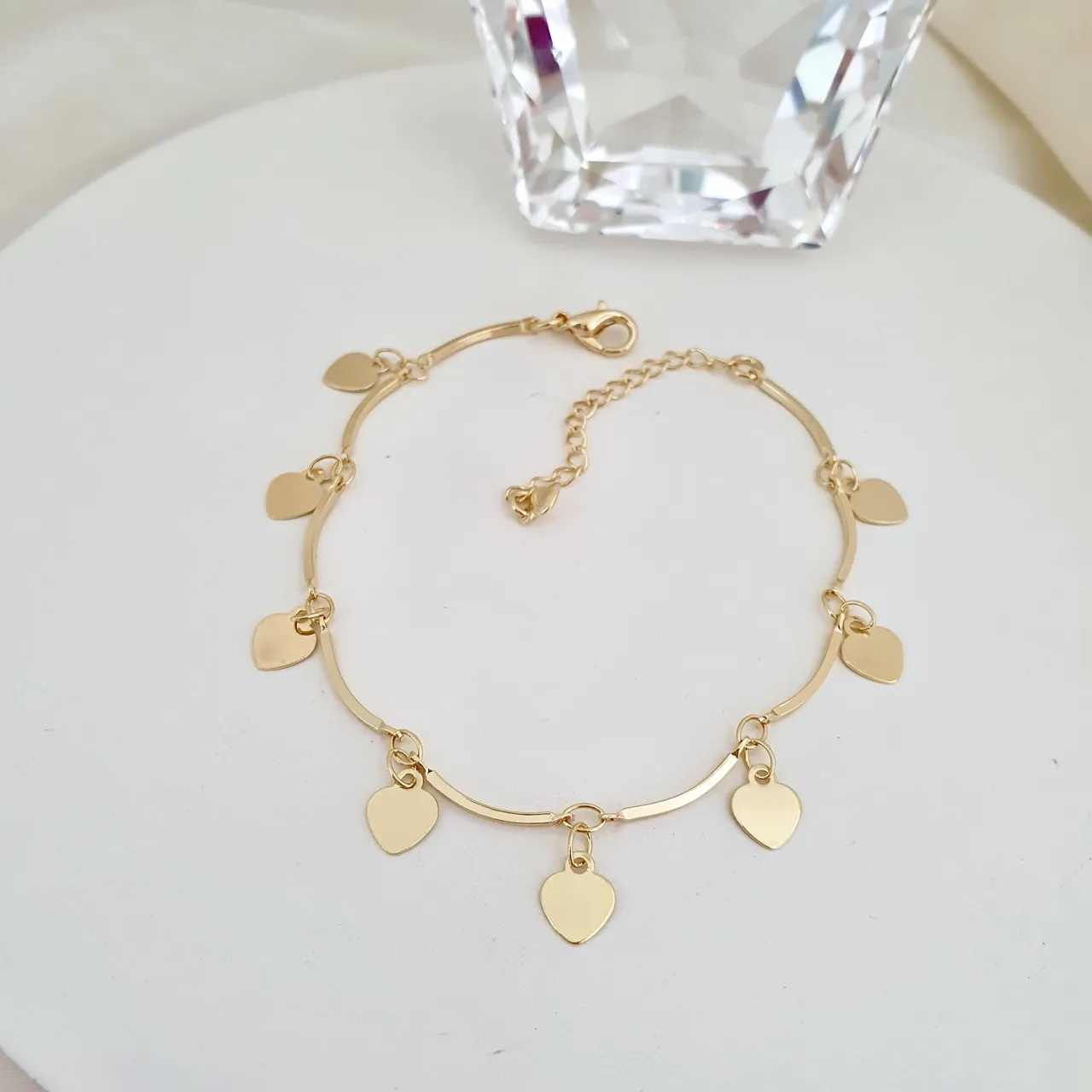 Pulseira pingentes de coração