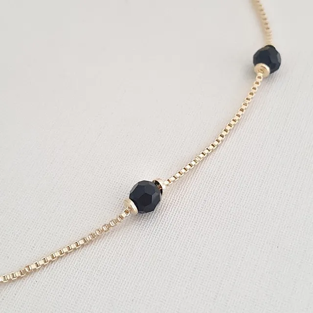 Colar choker cristais pretos