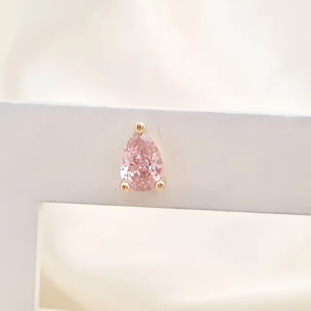 Brinco gota de zircônia rosa