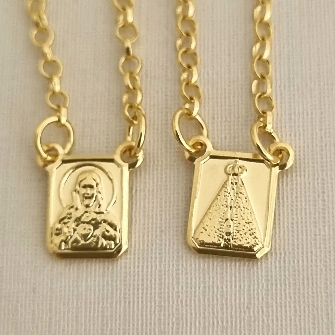 Colar escapulário Nossa Senhora, Jesus 