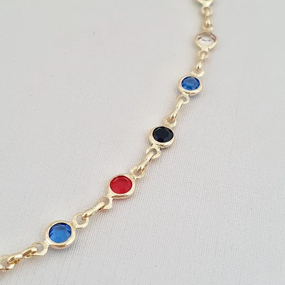 Colar Choker cristais redondos coloridos