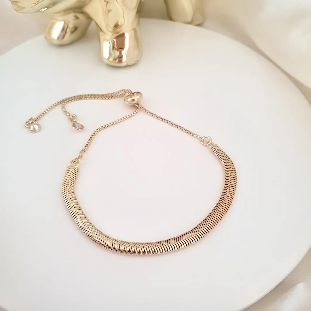 Pulseira gravatinha malha e zircônia
