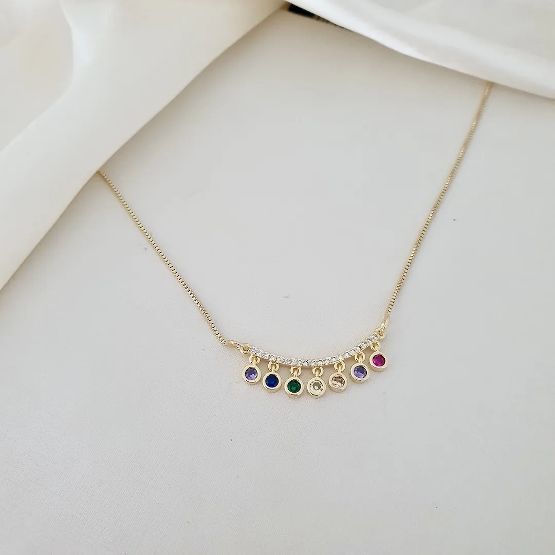 Colar canga de zircônias coloridas